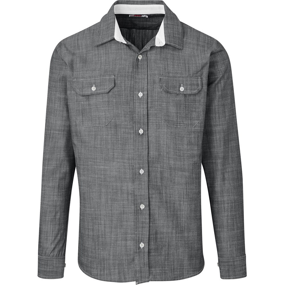 Mens Long Sleeve Windsor Shirt - Grey | Lounge Shirts | Corporate clothing | Gift Wrap Shop