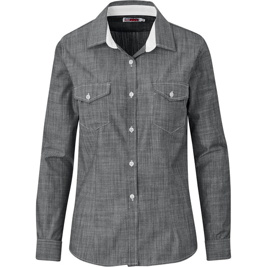 Ladies Long Sleeve Windsor Shirt - Grey | Lounge Shirts | Corporate clothing | Gift Wrap Shop