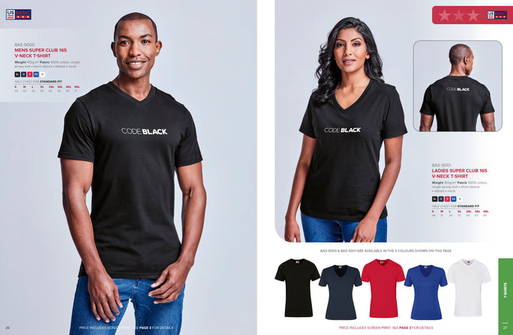 Mens Super Club 165 V-Neck T-Shirt | Personalised & Custom Branded Corporate Clothing | Just Brand