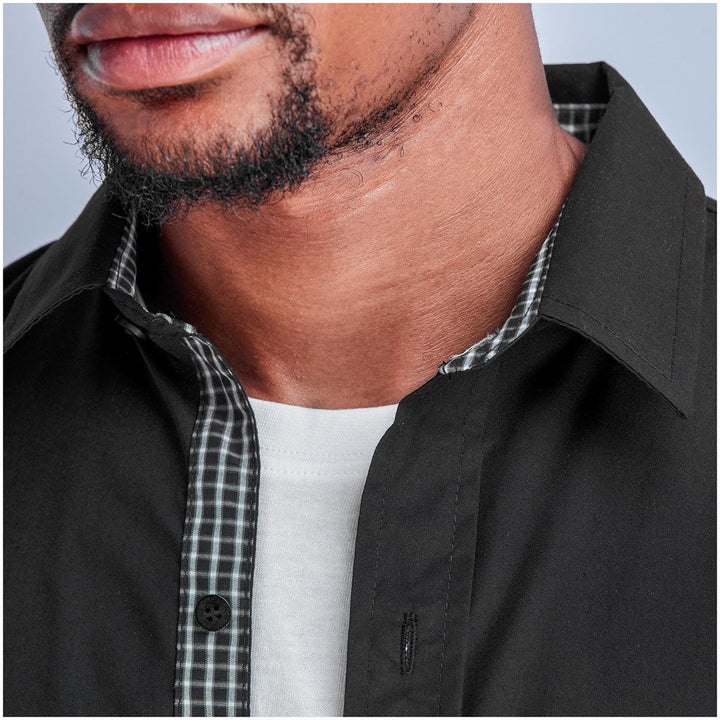 Mens Long Sleeve Warrington Shirt - Black | Lounge Shirts | Corporate clothing | Gift Wrap Shop