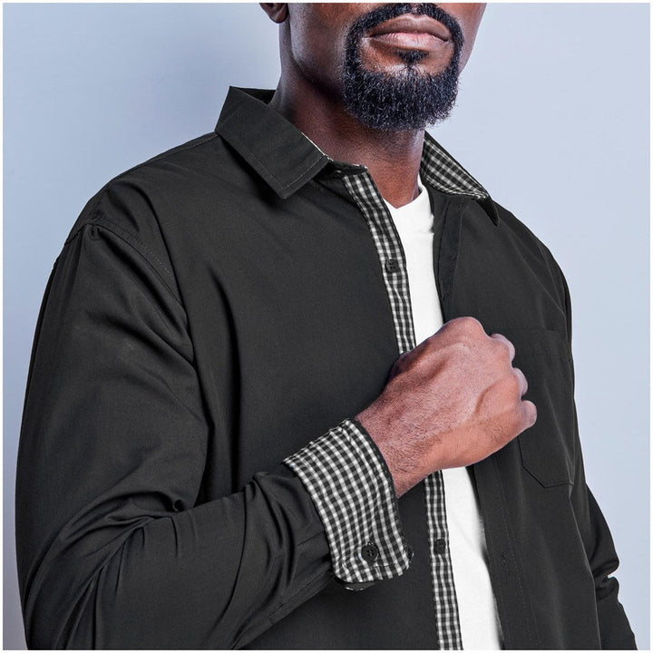 Mens Long Sleeve Warrington Shirt - Black | Lounge Shirts | Corporate clothing | Gift Wrap Shop