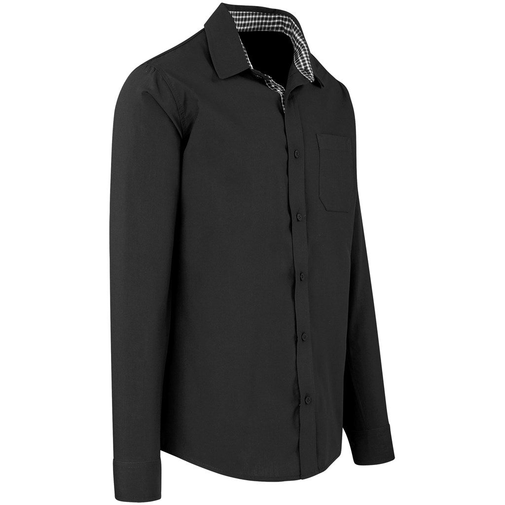 Mens Long Sleeve Warrington Shirt - Black | Lounge Shirts | Corporate clothing | Gift Wrap Shop