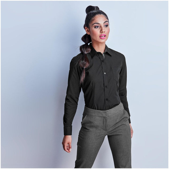 Ladies Long Sleeve Warrington Shirt - Black | Lounge Shirts | Corporate clothing | Gift Wrap Shop