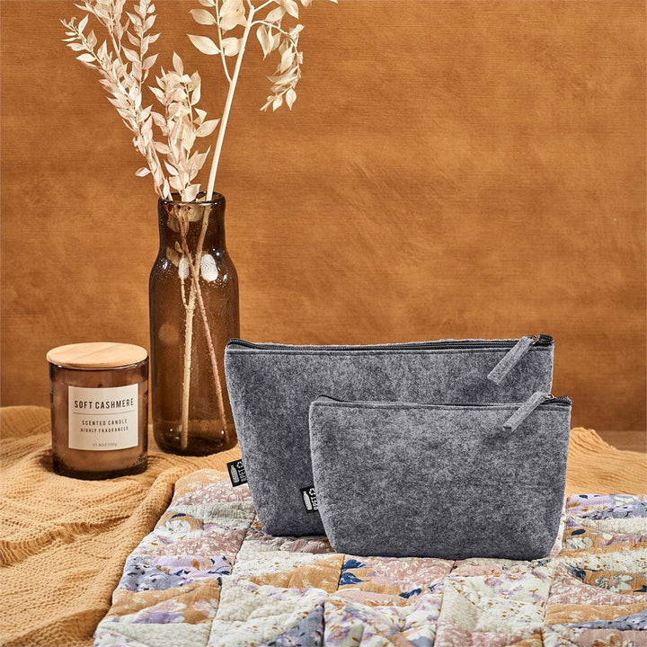 Okiyo Kesho Recycled PET Felt Mini Cosmetic Bag | Toiletry and Cosmetic Bags | Custom Branded Promotional Bags | Giftwrap Shop