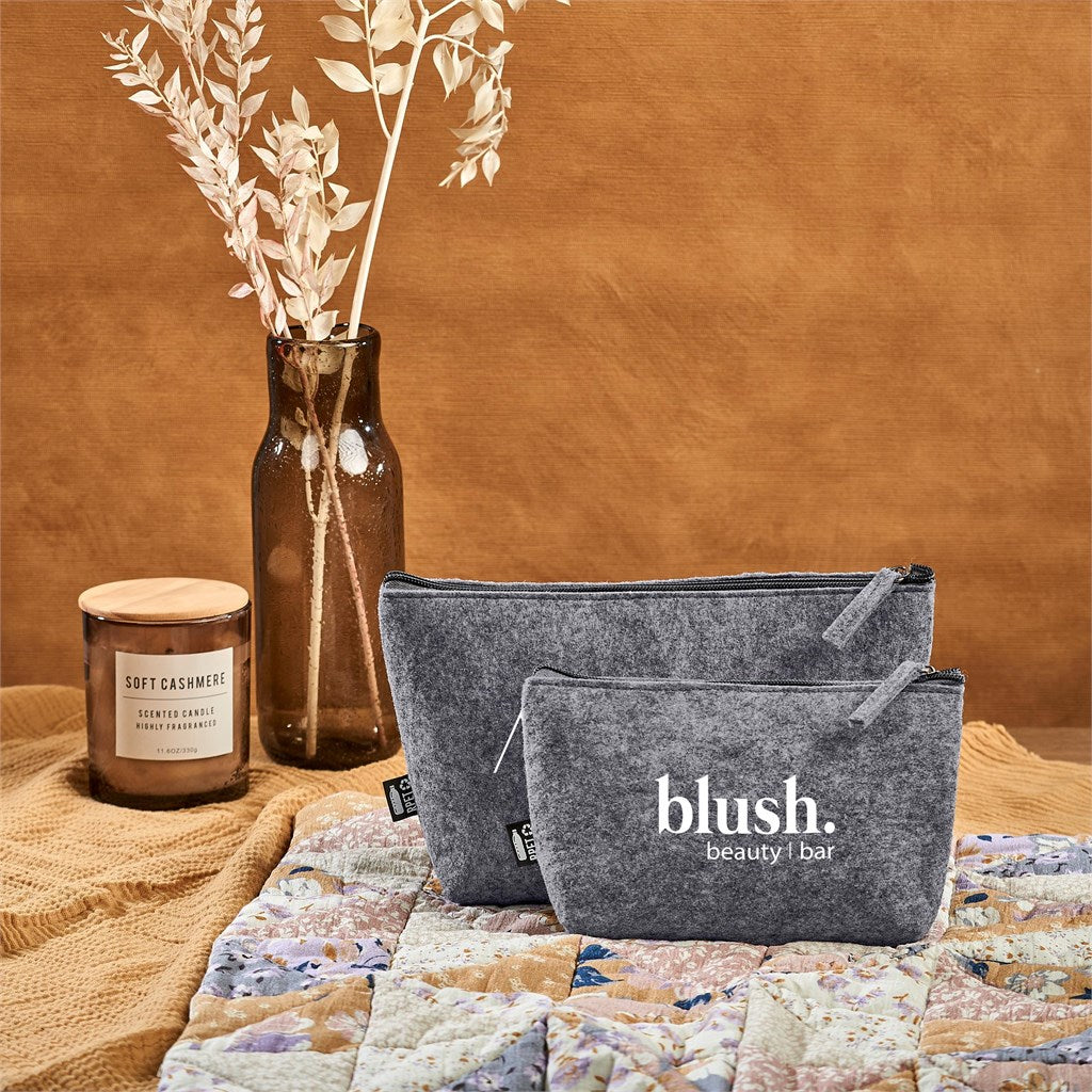 Okiyo Kesho Recycled PET Felt Mini Cosmetic Bag | Toiletry and Cosmetic Bags | Custom Branded Promotional Bags | Giftwrap Shop