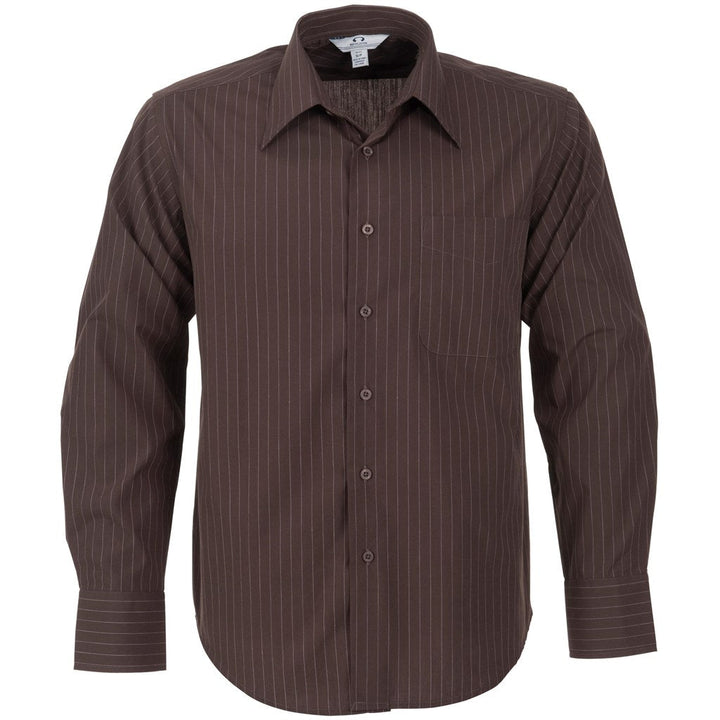 Mens Long Sleeve Manhattan Striped Shirt - Brown Old | Lounge Shirts | Corporate clothing | Gift Wrap Shop