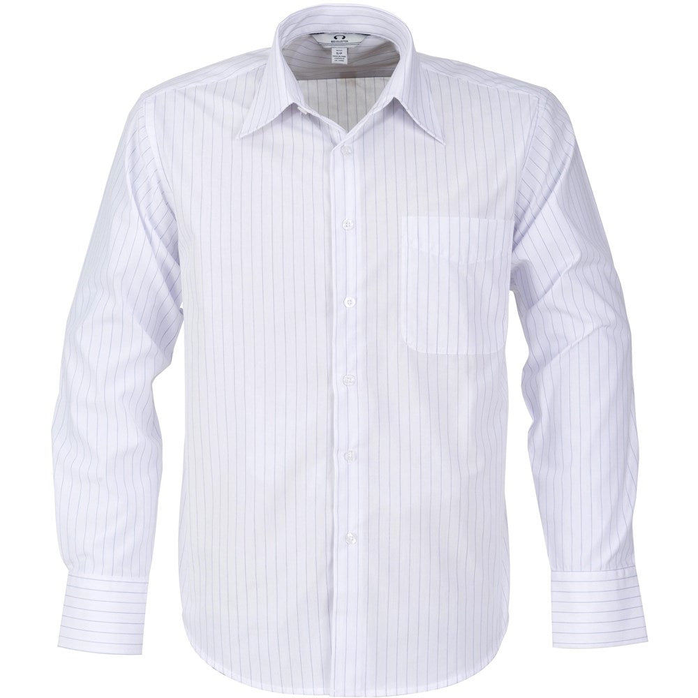 Mens Long Sleeve Manhattan Striped Shirt - White Navy | Lounge Shirts | Corporate clothing | Gift Wrap Shop