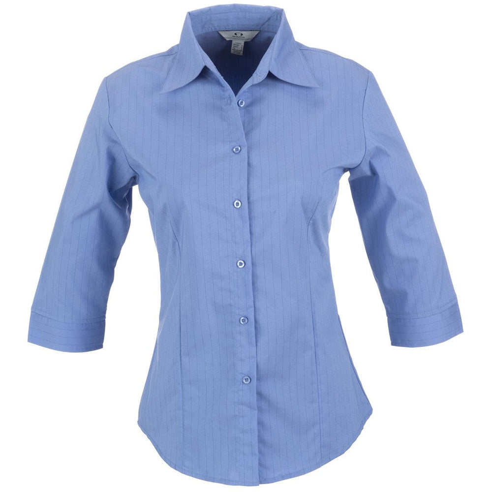 Ladies 3/4 Sleeve Manhattan Striped Shirt - Light Blue | Lounge Shirts | Corporate clothing | Gift Wrap Shop