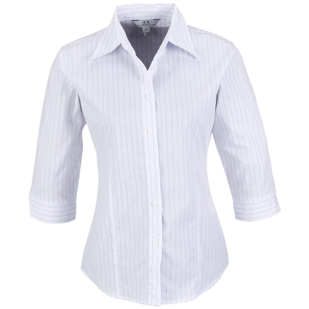 Ladies 3/4 Sleeve Manhattan Striped Shirt - White Navy | Lounge Shirts | Corporate clothing | Gift Wrap Shop