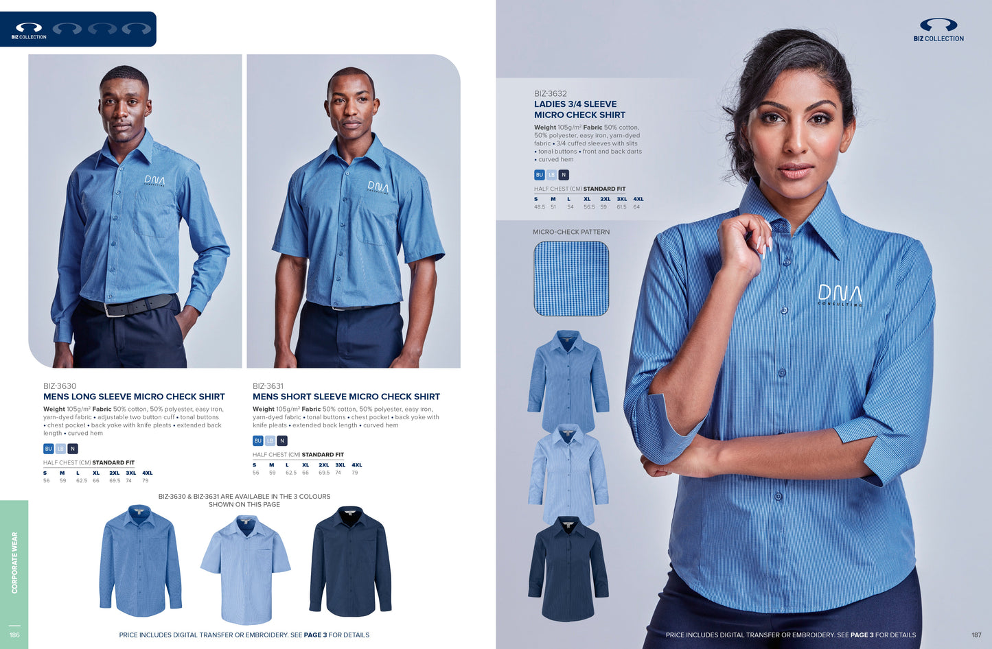 Ladies 3/4 Sleeve Micro Check Shirt | Lounge Shirts | Corporate clothing | Gift Wrap Shop
