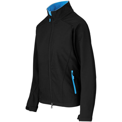 Ladies Geneva Softshell Jacket - Black Cyan | Jackets | Custom-branded corporate clothing | Gift Wrap Shop