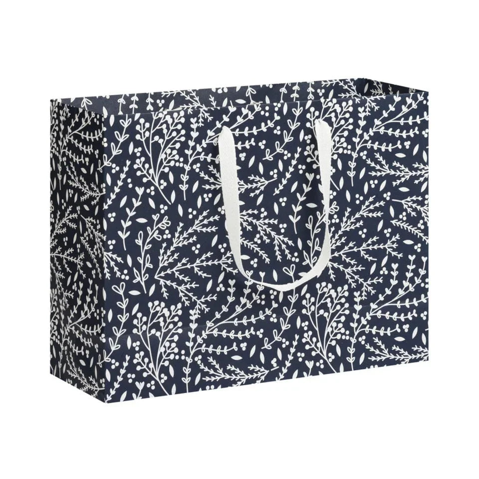 Navy Botanical Carrier Bag