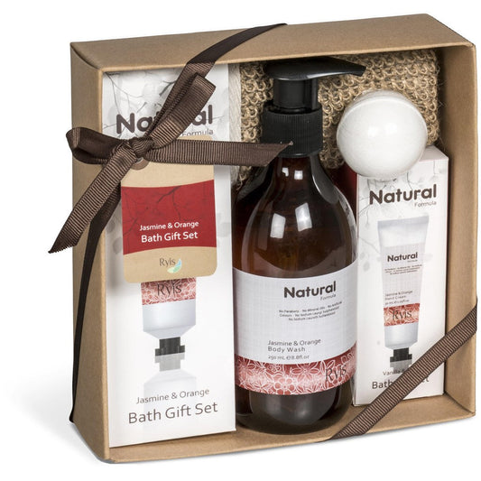 Ryis Jasmine & Orange Bath Set | Pamper Gifts | Custom branded & personalised promotional gifts | Gift Wrap Shop