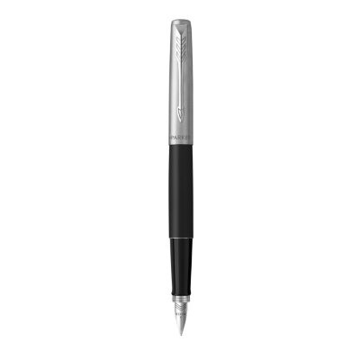 Parker Jotter Fountain Pen Medium Nib Blue Ink Gift Box - Bond Street Chrome Trim