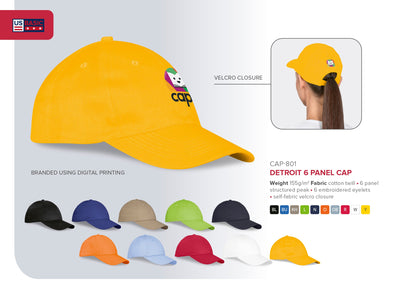 Detroit Cap - 6 Panel-6 Panel Caps-Just Brand