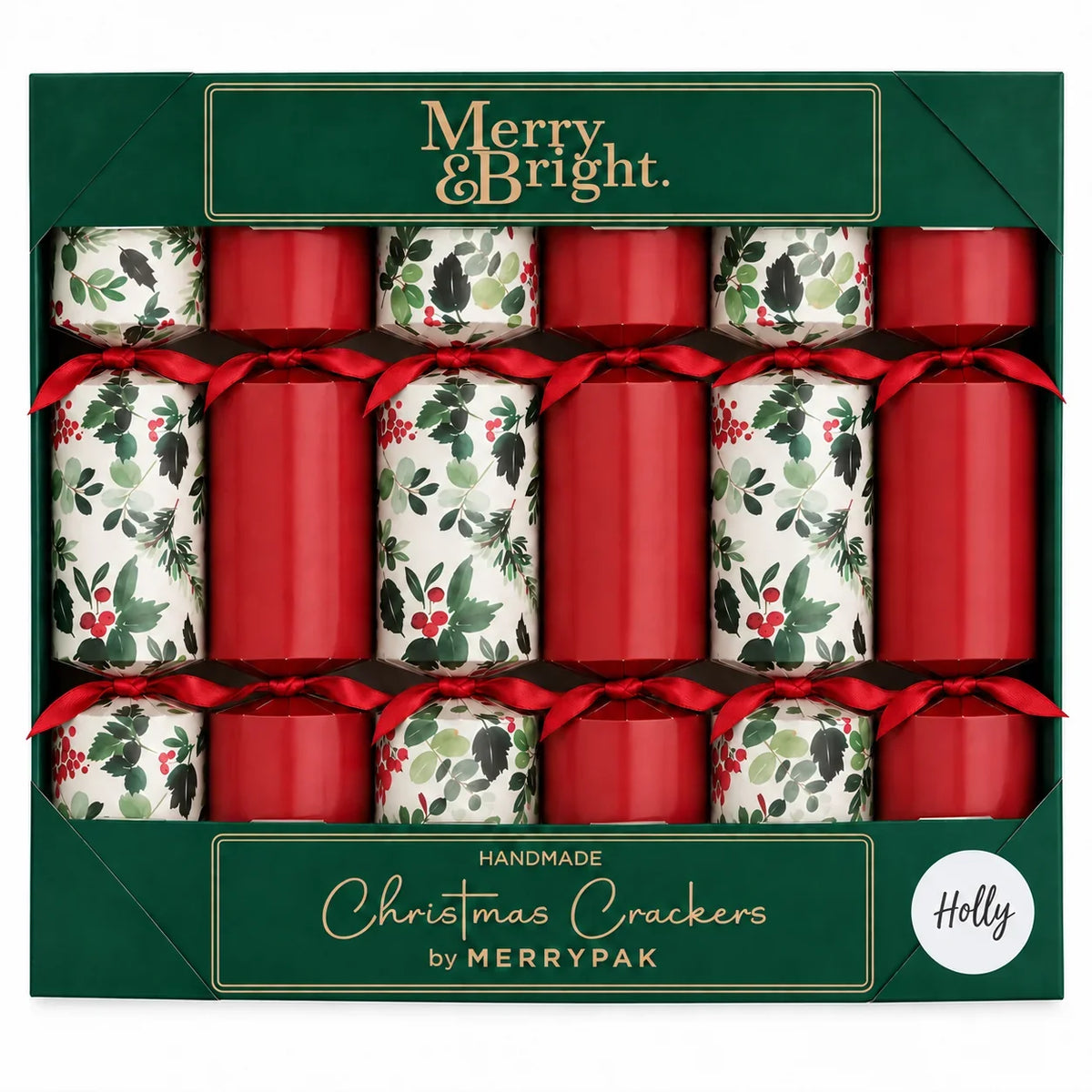 Merry & Bright Holly Christmas Crackers