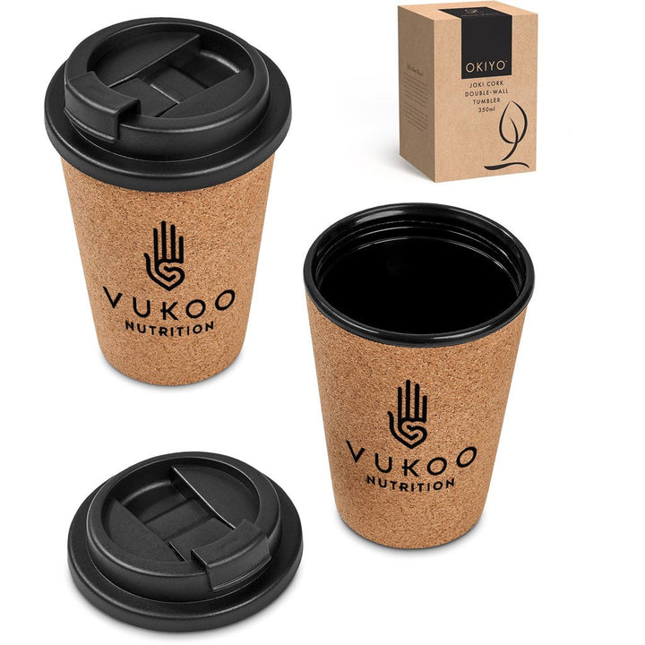 Okiyo Joki Cork & Wheat Straw Double-Wall Tumbler – 350ml | Eco-Friendly | Custom Branded & personalised promotional products | Giftwrap Shop