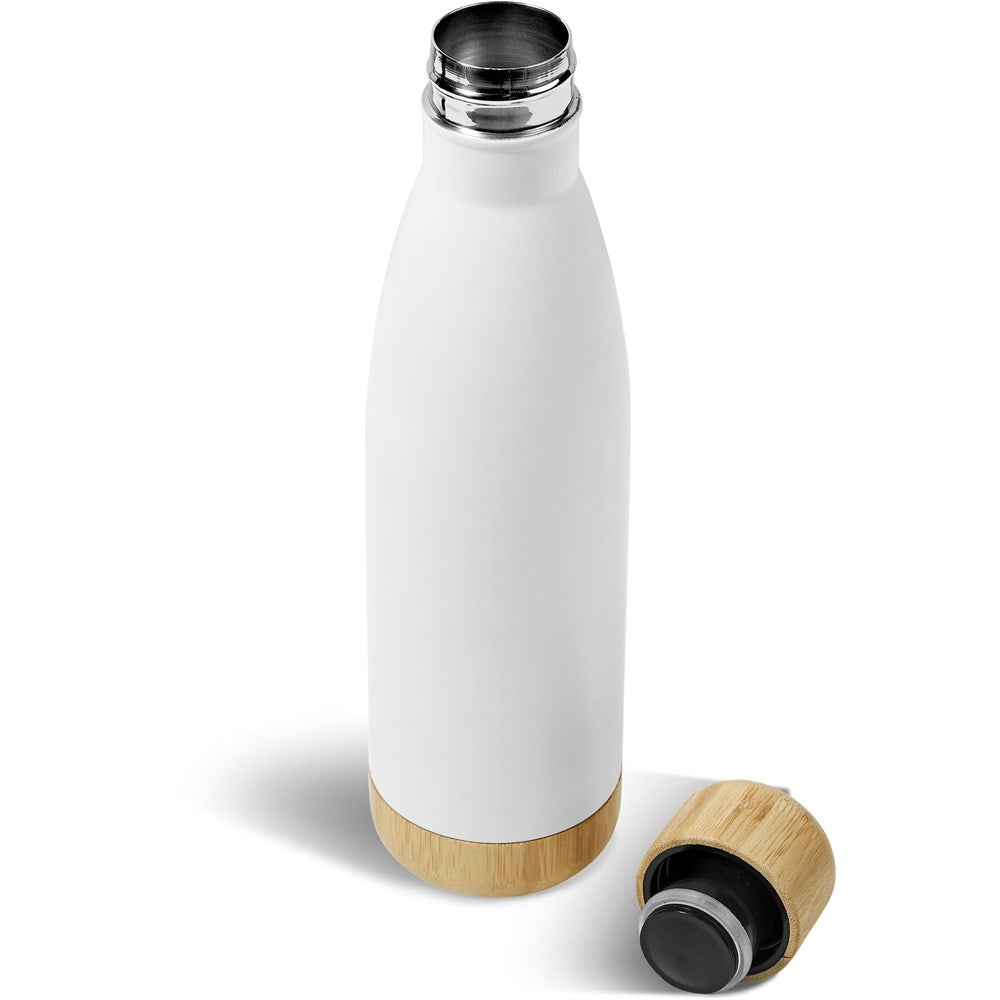 Serendipio Heritage Stainless Steel & Bamboo Vacuum Water Bottle – 500ml | Metal Drinkware | Custom branded promotional items | Giftwrap Shop