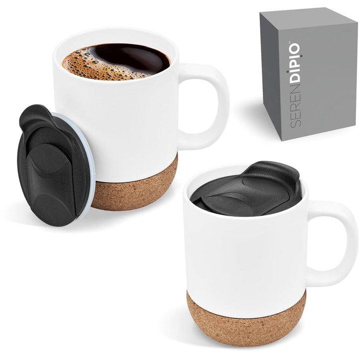 Serendipio Sienna Cork & Ceramic Sublimation Coffee Mug - 340ml-Ceramic Mugs-Custom branded & personalised mugs-Giftwrap Shop