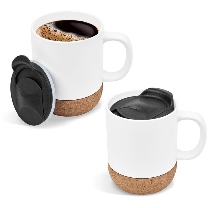 Serendipio Sienna Cork & Ceramic Sublimation Coffee Mug - 340ml-Ceramic Mugs-Custom branded & personalised mugs-Giftwrap Shop