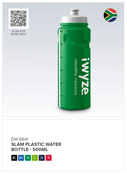 Altitude Slam Plastic Water Bottle - 500ml | Plastic Drinkware | Custom Branded & personalised promotional products | Giftwrap Shop