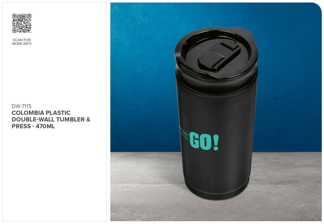 Colombia Plastic Double-Wall Tumbler & Press - 470ml