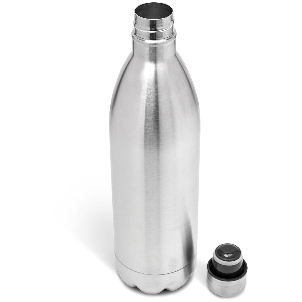 Serendipio Atlantis Stainless Steel Vacuum Water Bottle - 1 Litre - Silver | Metal Drinkware | Custom branded promotional items | Giftwrap Shop