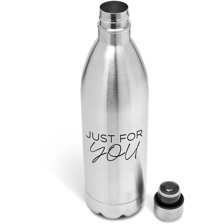 Serendipio Atlantis Stainless Steel Vacuum Water Bottle - 1 Litre - Silver | Metal Drinkware | Custom branded promotional items | Giftwrap Shop