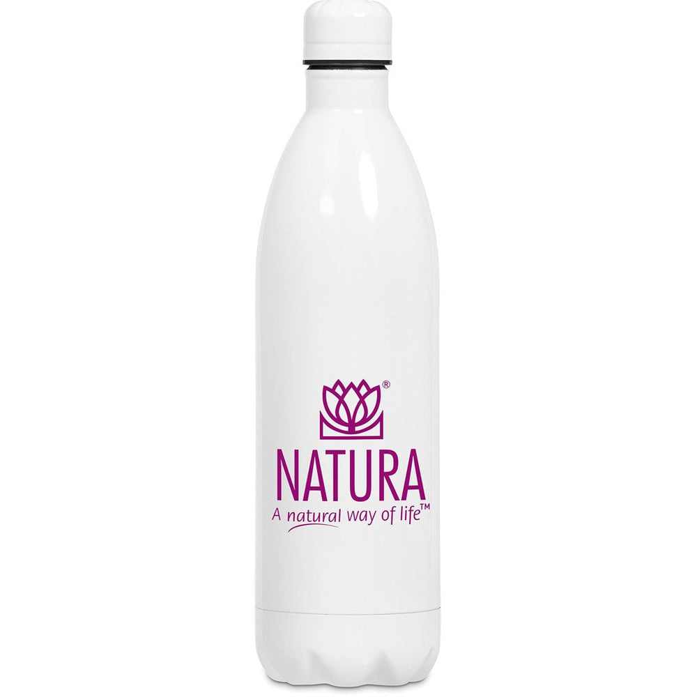 Serendipio Atlantis Stainless Steel Vacuum Water Bottle - 1 Litre - Solid White | Metal Drinkware | Custom branded promotional items | Giftwrap Shop