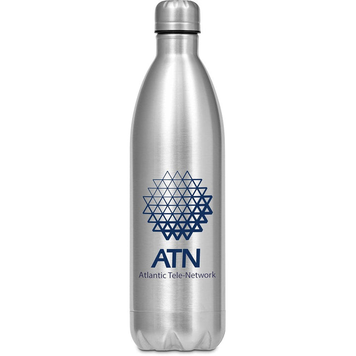 Serendipio Atlantis Stainless Steel Vacuum Water Bottle - 1 Litre - Silver | Metal Drinkware | Custom branded promotional items | Giftwrap Shop