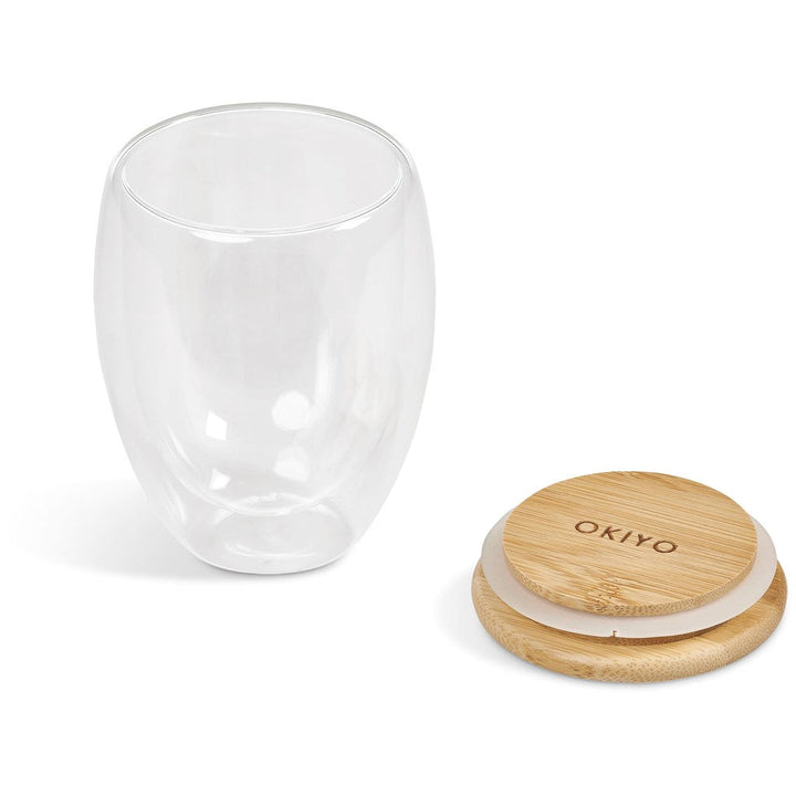 Okiyo Moco Glass & Bamboo Double-Wall Cup - 350ml