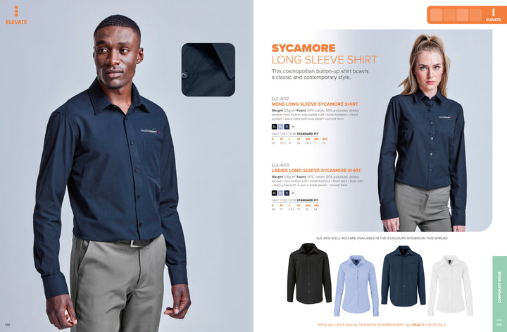 Mens Long Sleeve Sycamore Shirt | Lounge Shirts | Corporate clothing | Gift Wrap Shop