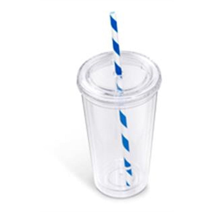 Malibu Double-Wall Plastic Tumbler & Straw - 470ml | Plastic Drinkware | Custom Branded & personalised promotional products | Giftwrap Shop