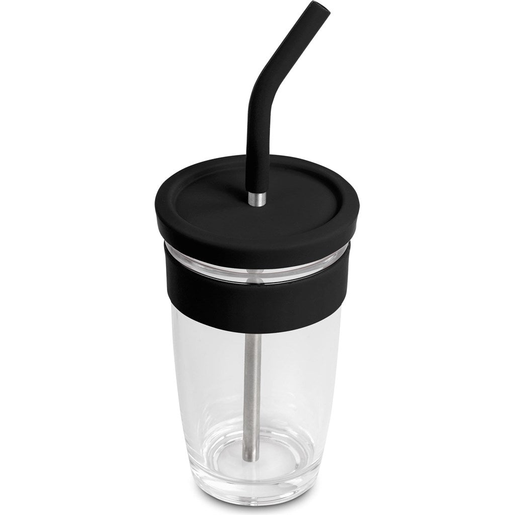 Kooshty Slurp Glass Kup & Straw - 480ML - Black | Drinkware And Food | Custom branded Cups | Giftwrap Shop