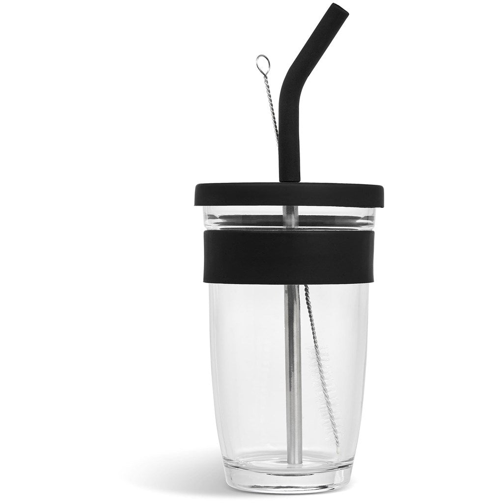 Kooshty Slurp Glass Kup & Straw - 480ML - Black | Drinkware And Food | Custom branded Cups | Giftwrap Shop