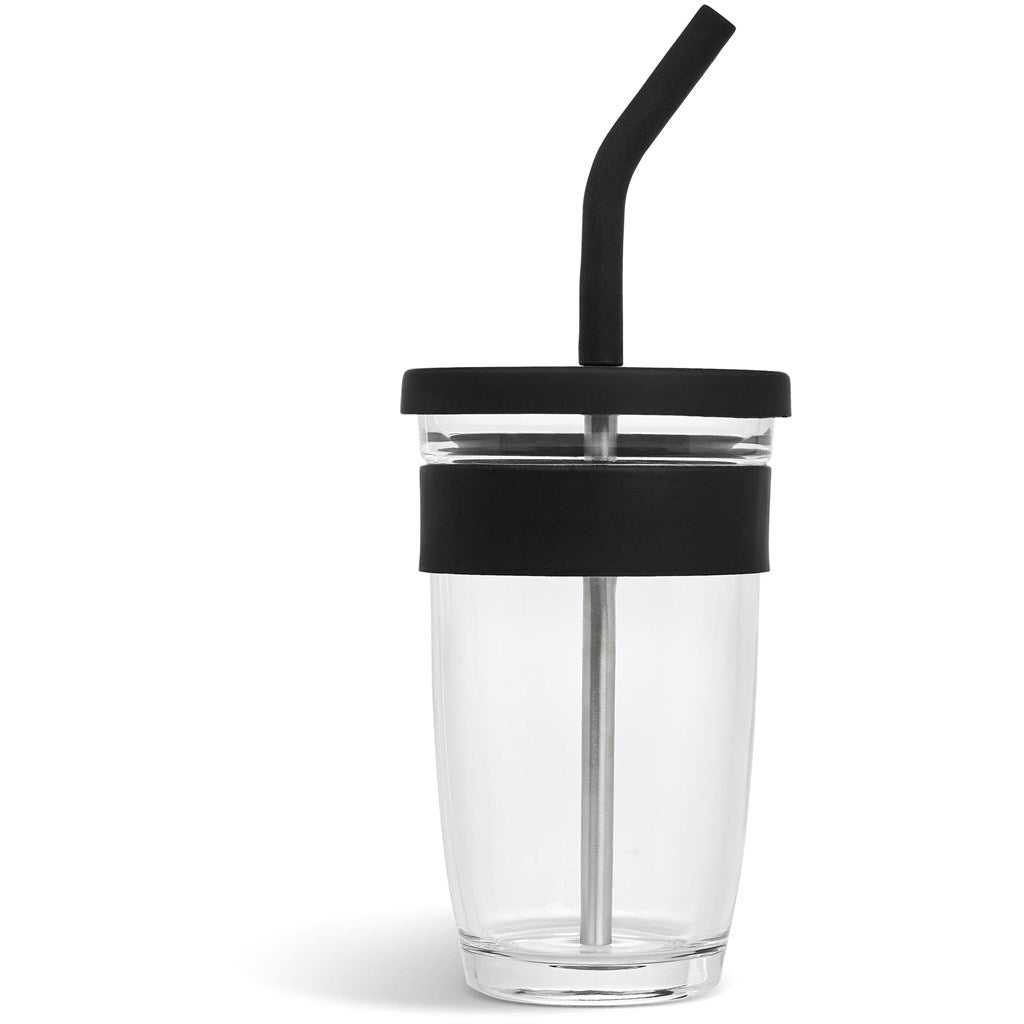 Kooshty Slurp Glass Kup & Straw - 480ML - Black | Drinkware And Food | Custom branded Cups | Giftwrap Shop