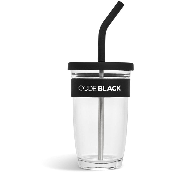 Kooshty Slurp Glass Kup & Straw - 480ML - Black | Drinkware And Food | Custom branded Cups | Giftwrap Shop