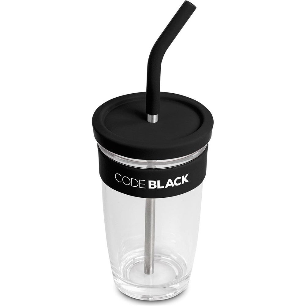 Kooshty Slurp Glass Kup & Straw - 480ML - Black | Drinkware And Food | Custom branded Cups | Giftwrap Shop