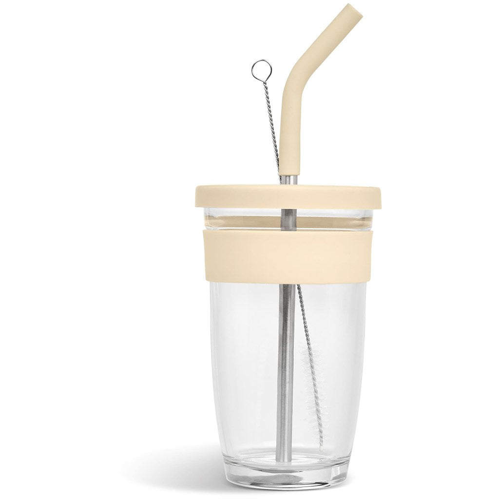 Kooshty Slurp Glass Kup & Straw - 480ML - Cream | Drinkware And Food | Custom branded Cups | Giftwrap Shop