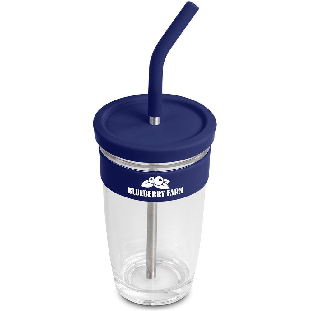 Kooshty Slurp Glass Kup & Straw - 480ML - Navy | Drinkware And Food | Custom branded Cups | Giftwrap Shop