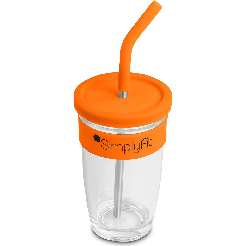 Kooshty Slurp Glass Kup & Straw - 480ML - Orange | Drinkware And Food | Custom branded Cups | Giftwrap Shop