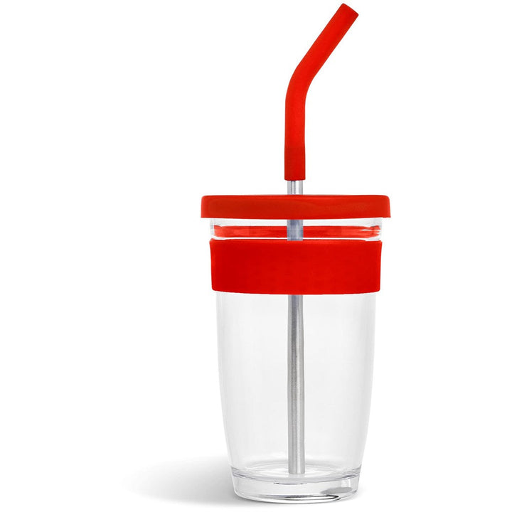 Kooshty Slurp Glass Kup & Straw - 480ML - Red | Drinkware And Food | Custom branded Cups | Giftwrap Shop