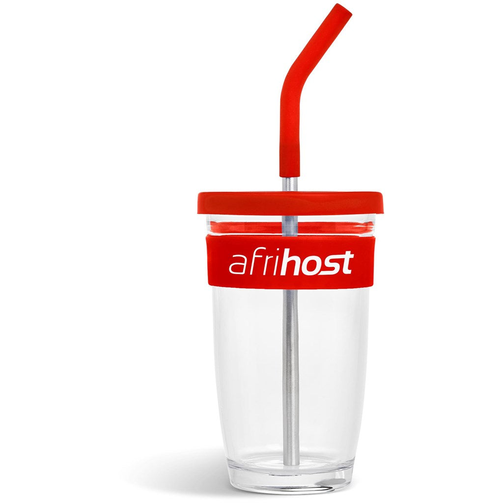 Kooshty Slurp Glass Kup & Straw - 480ML - Red | Drinkware And Food | Custom branded Cups | Giftwrap Shop