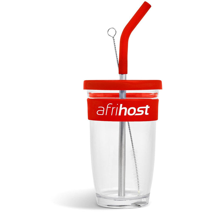 Kooshty Slurp Glass Kup & Straw - 480ML - Red | Drinkware And Food | Custom branded Cups | Giftwrap Shop