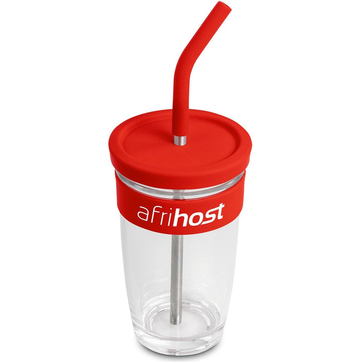 Kooshty Slurp Glass Kup & Straw - 480ML - Red | Drinkware And Food | Custom branded Cups | Giftwrap Shop