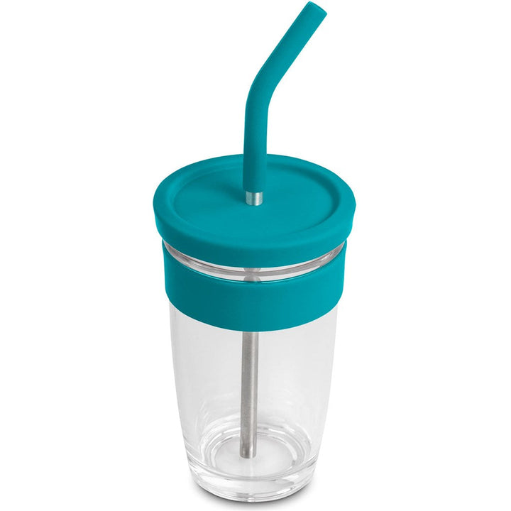 Kooshty Slurp Glass Kup & Straw - 480ML - Turquoise | Drinkware And Food | Custom branded Cups | Giftwrap Shop