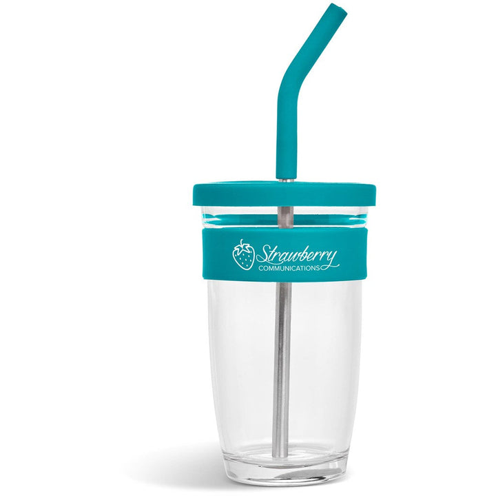 Kooshty Slurp Glass Kup & Straw - 480ML - Turquoise | Drinkware And Food | Custom branded Cups | Giftwrap Shop