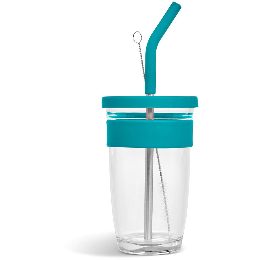 Kooshty Slurp Glass Kup & Straw - 480ML - Turquoise | Drinkware And Food | Custom branded Cups | Giftwrap Shop