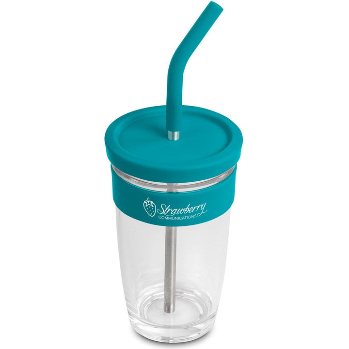 Kooshty Slurp Glass Kup & Straw - 480ML - Turquoise | Drinkware And Food | Custom branded Cups | Giftwrap Shop