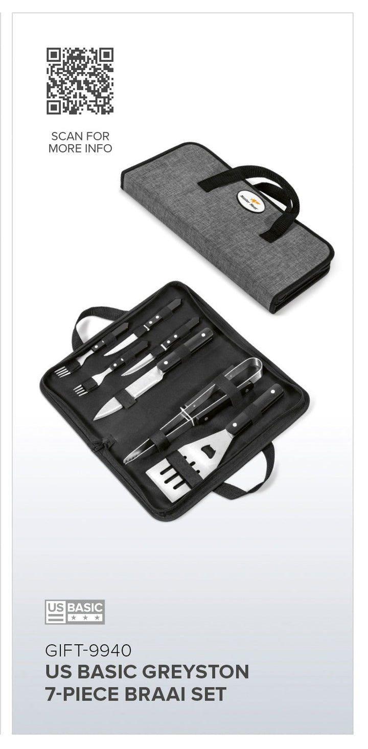 US Basic Greyston 7-Piece Braai Set-Braai Sets-corporate gift ideas for employees-branded corporate gifts | corporate gifts south africa | Just Brand